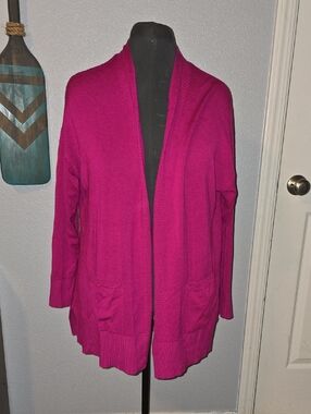 Terra & Sky Open-Front Cardigan Sweater - Fuchsia Pink